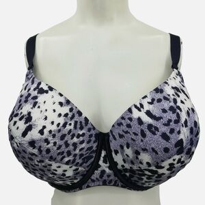 Cacique Convertible Lined Full Coverage Underwire Bra Size 44DD (E) Blue Leopard